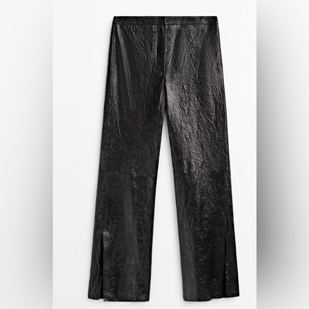 Massimo Dutti Limited Edition Black Leather pants size Medium, NWT